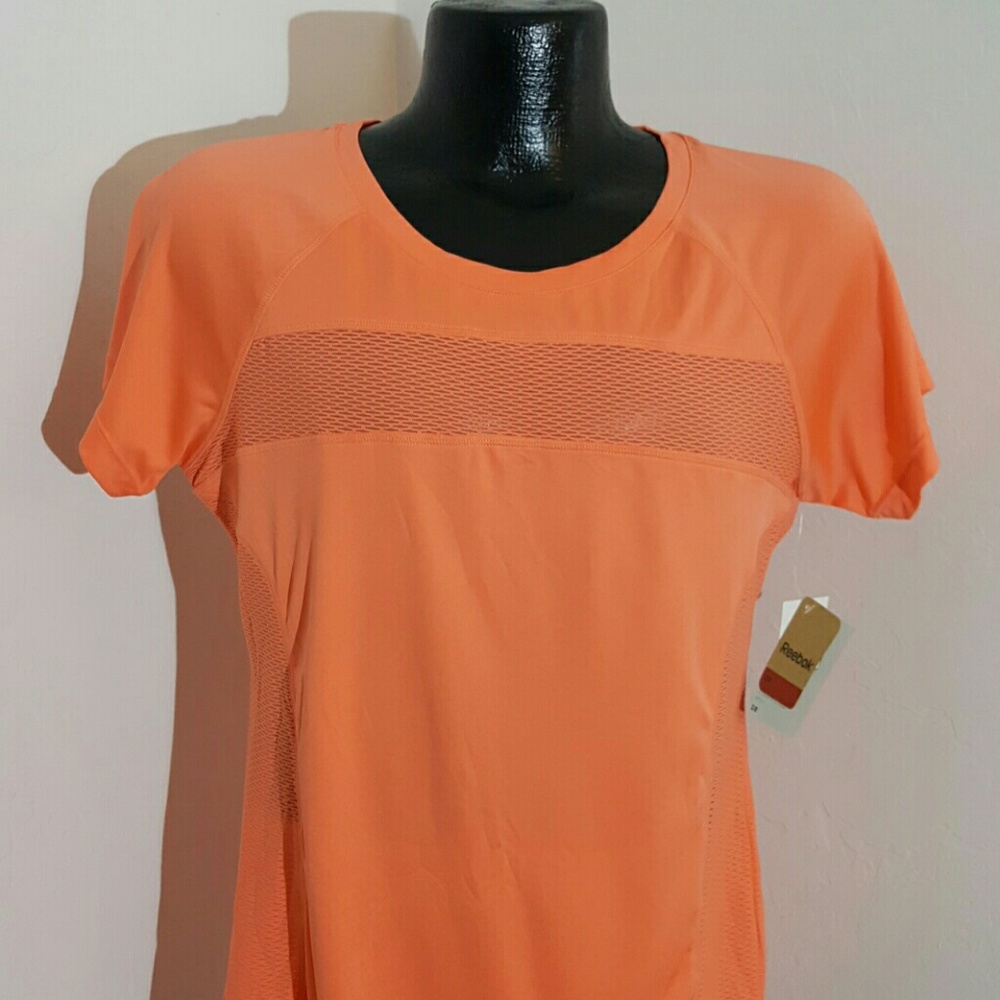 Reebok orange women sport top t-shirt short sleeve size L New